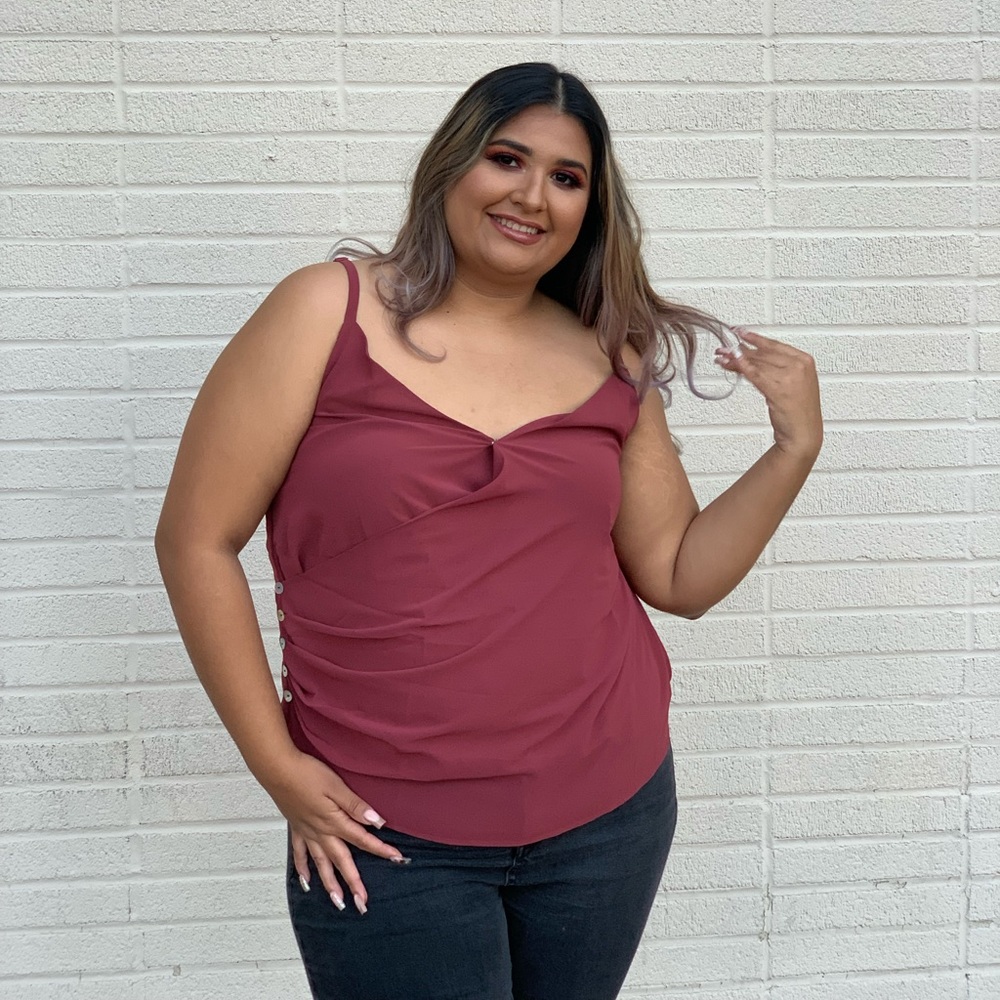 Plus size brick ruched blouse
